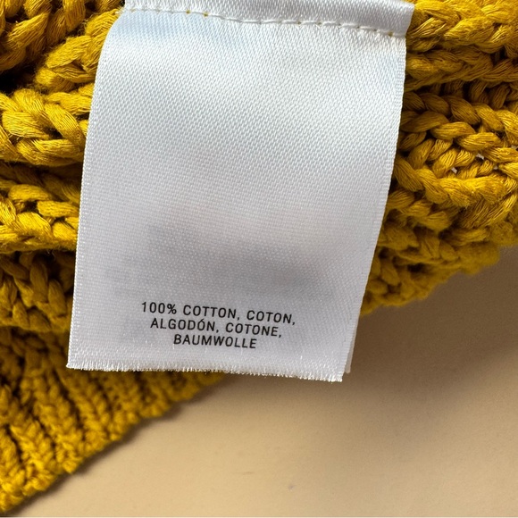 Anthropologie Off The Shoulder Ruffled Knit Cotton Sweater Mustard Crochet M - Picture 10 of 14